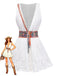 Weißes, ärmelloses Boho-Minikleid im Stil der 1970er Jahre mit V-Ausschnitt, Größe 2