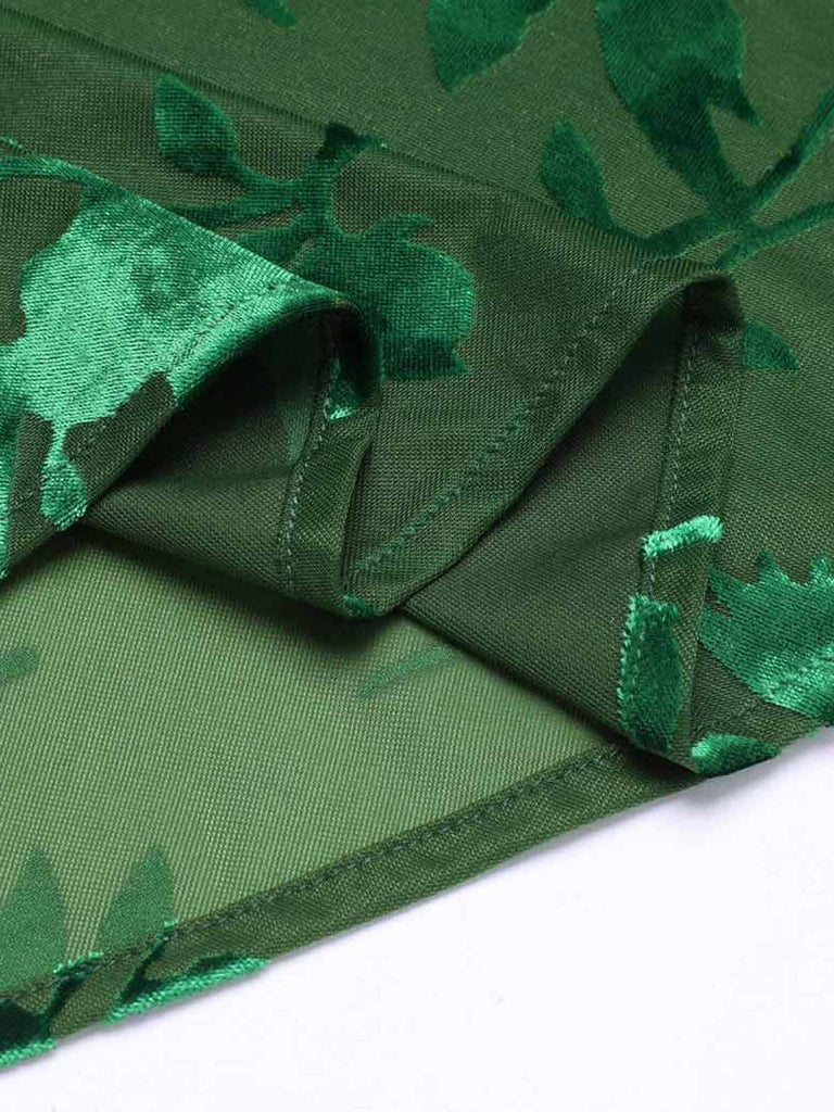 Grün 1930er Vintage Blumen Vintage Kleid