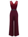 WEINROTER JUMPSUIT MIT GEPUNKTETEM GÜRTEL