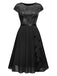 1940er Pailletten Chiffon Rüschenbesatz Swing Kleid
