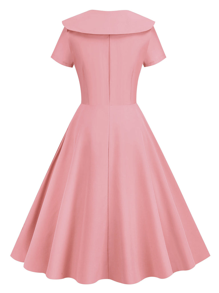 1950er Solide Revers Swing Kleid