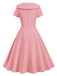 1950er Solide Revers Swing Kleid