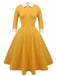GELB 1950ER 3/4 ÄRMEL SWING KLEID