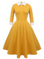 GELB 1950ER 3/4 ÄRMEL SWING KLEID