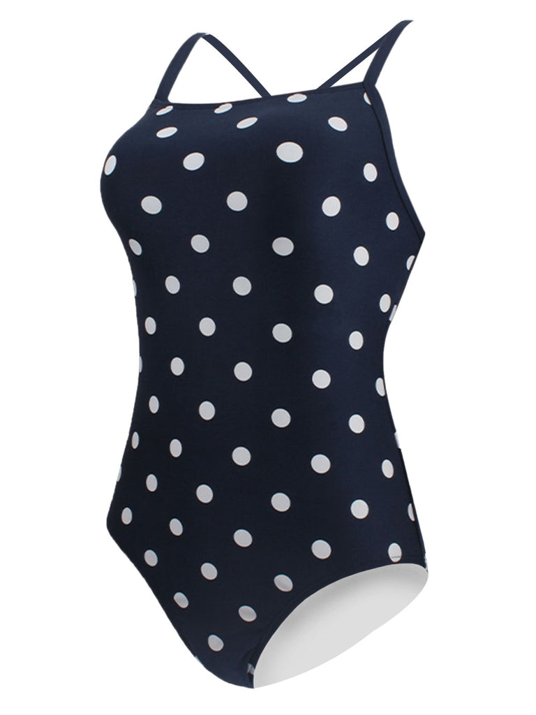 MARINEBLAU DOT SPAGHETTI BADEANZUG