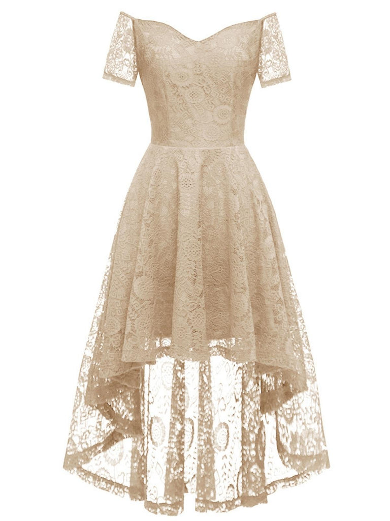 1950ER SCHULTERFREIES BLUMENSPITZE KLEID