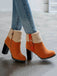 RETRO PLUS – KURZE STIEFEL AUS SAMT MIT DICKEM ABSATZ