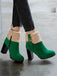 RETRO PLUS – KURZE STIEFEL AUS SAMT MIT DICKEM ABSATZ