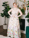 [Vorverkauf] Beiges 30er Vintage Maxikleid mit Blumen und Schmetterlingen