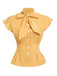 Gelb 1950er Bogen Solide Blusen Top