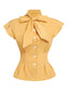 Gelb 1950er Bogen Solide Blusen Top