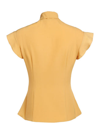 Gelb 1950er Bogen Solide Blusen Top