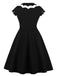 [Übergröße] Schwarz 1950er Halloween Fledermaus Swing Kleid