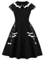 [Übergröße] Schwarz 1950er Halloween Fledermaus Swing Kleid