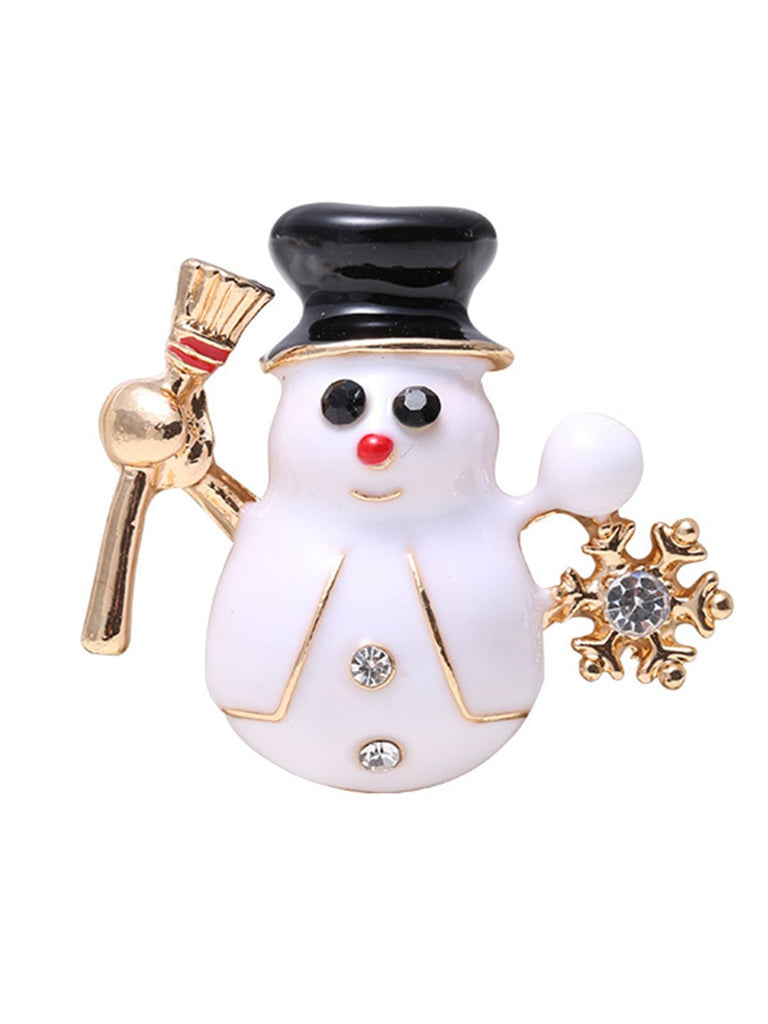 RETRO WEIHNACHTSSCHNEEMANN STRASS BROSCHE