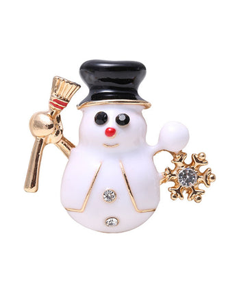 RETRO WEIHNACHTSSCHNEEMANN STRASS BROSCHE