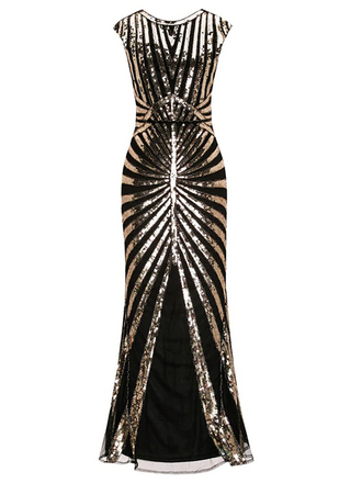 1920ER PAILLETTEN ART DECO MAXIKLEID