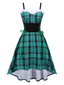 Grün 1950er Pelzig Träger Karo Swing Kleid