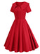 1950er Solide Revers Swing Kleid