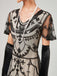 1920er V-Ausschnitt Paillettenbesetztes Mesh Meerjungfrauenkleid Formelles Kleid