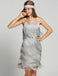 GRAU 1920ER FRINGE GROßE GATSBY KLEID MIT GÜRTEL