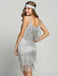 GRAU 1920ER FRINGE GROßE GATSBY KLEID MIT GÜRTEL