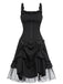 [Vorverkauf] Schwarz 1950er Gothic Mesh Swing Kleid
