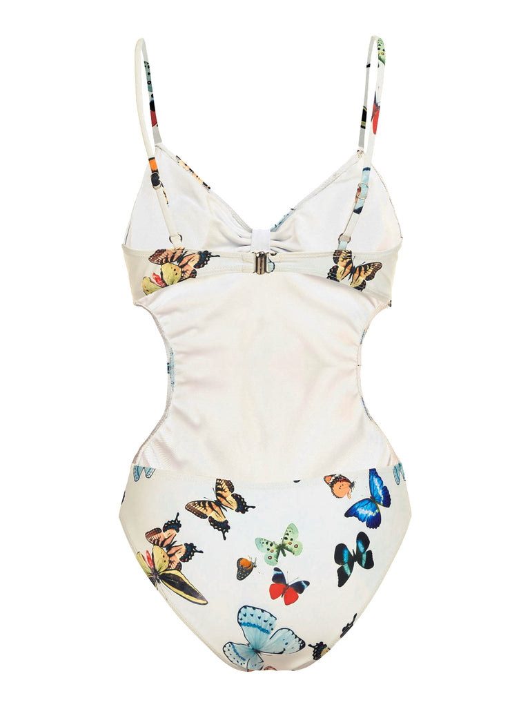 1960er Schmetterlinge Träger Einteilig Badeanzug & Cover-Up