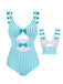 BLAU STREIFEN CUTOUT EINTEILIGES BIKINI SET