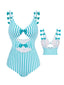 BLAU STREIFEN CUTOUT EINTEILIGES BIKINI SET