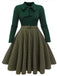 [Übergröße] Dunkelgrün 1950er Kariertes Strick Kleid