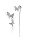 Butterfly Diamond Pearl Asymmetrische Ohrringe