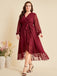 [Übergröße] Weinrot 1940er V-Ausschnitt Kleid mit Maschengürtel