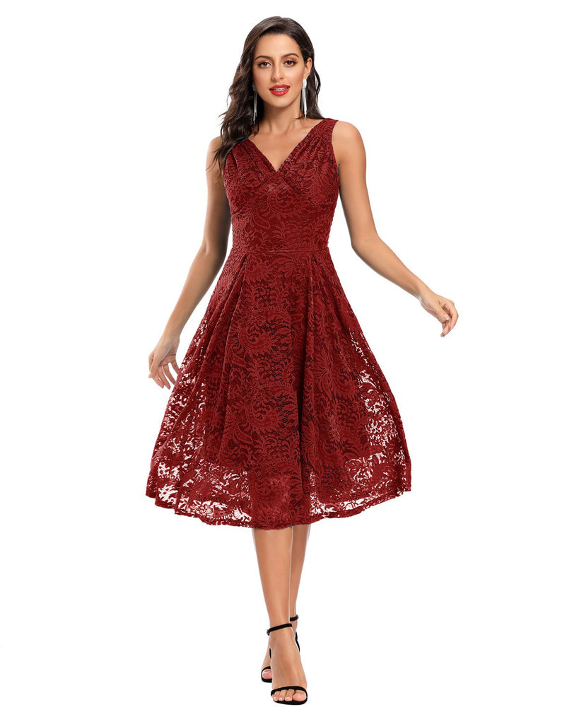1950ER SPITZE BLUMEN SWING KLEID