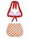 ROTE GEPUNKTE HALFTER-BIKINI-SET