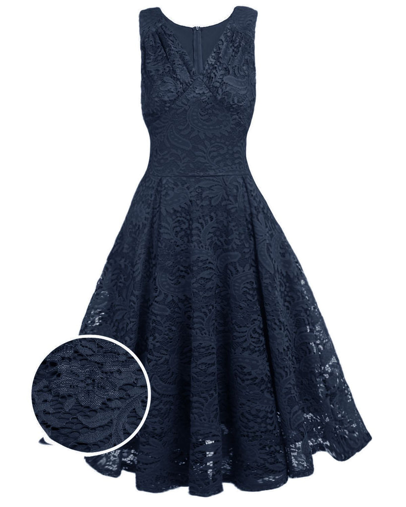 1950ER SPITZE BLUMEN SWING KLEID