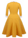 GELB 1950ER 3/4 ÄRMEL SWING KLEID