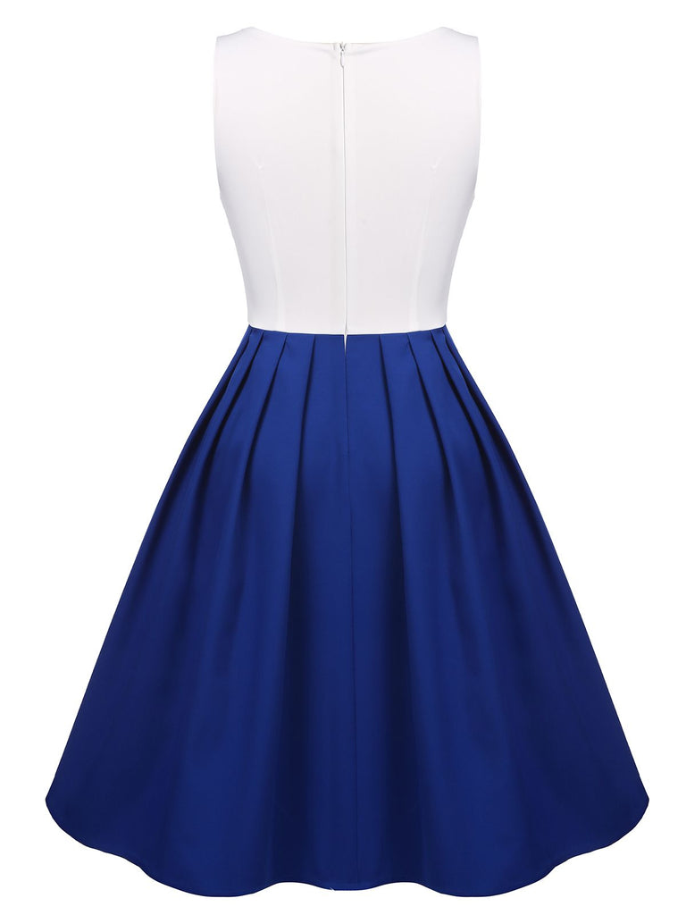 1950ER ÄRMMELLOS PATCHWORK V-AUSSCHNITT KLEID