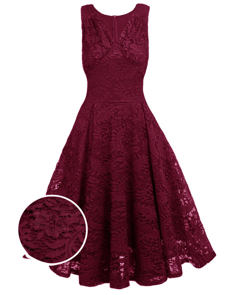 1950ER SPITZE BLUMEN SWING KLEID
