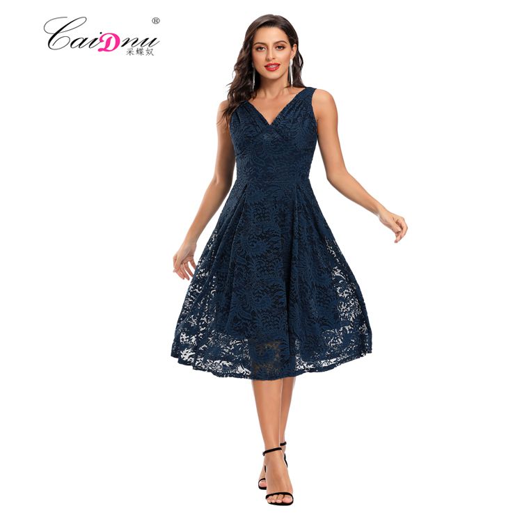 1950ER SPITZE BLUMEN SWING KLEID