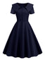1950er Solide Revers Swing Kleid