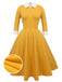 GELB 1950ER 3/4 ÄRMEL SWING KLEID