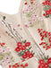 1950er Swingkleid mit besticktem Blumenmuster und V-Ausschnitt