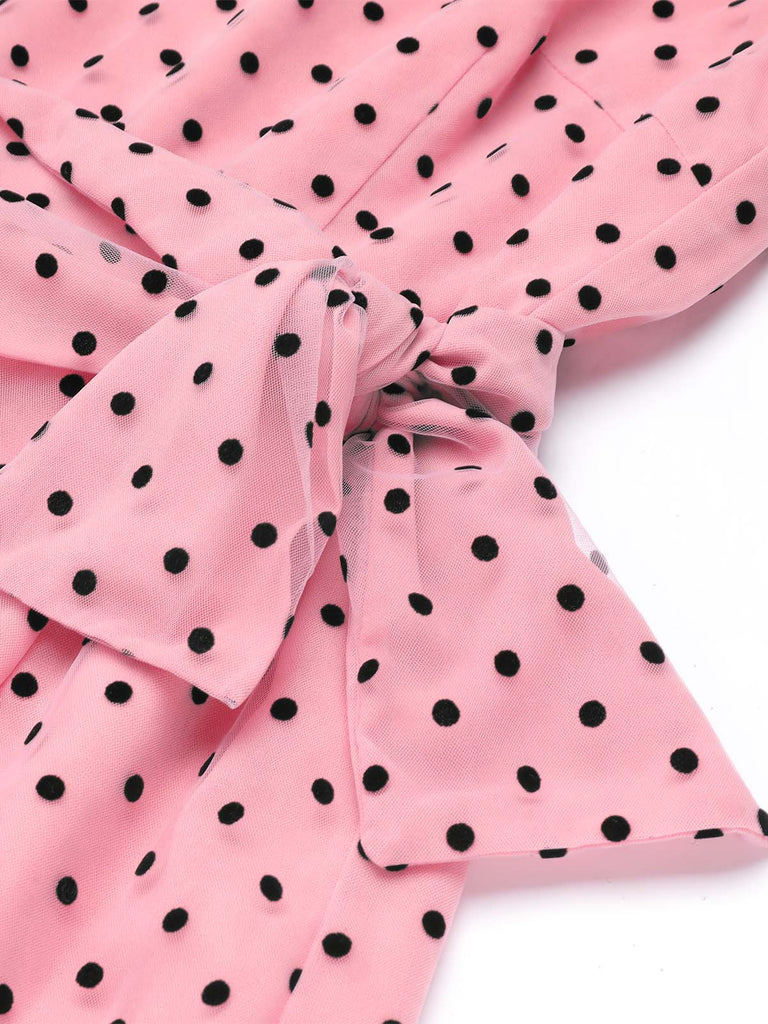 Rosa 1930er Polka Dot One-shoulder Jumpsuit