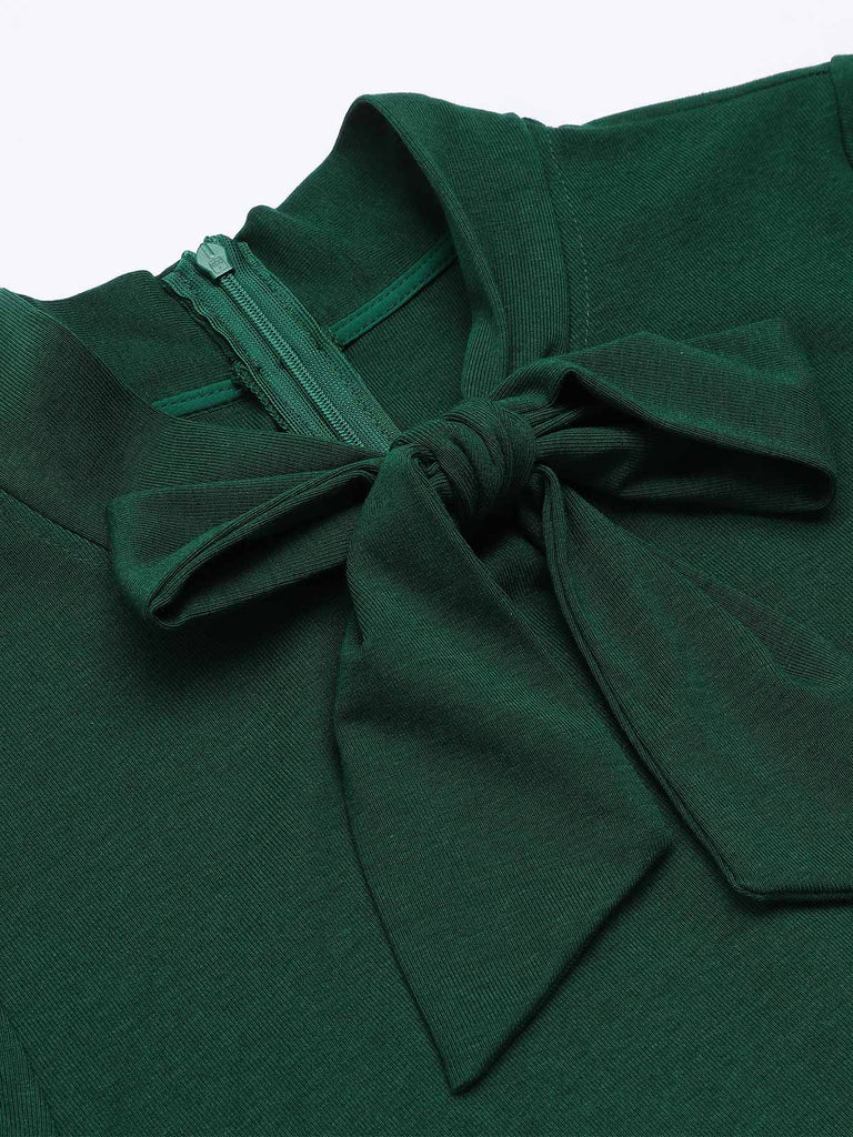 [Übergröße] Dunkelgrün 1950er Kariertes Strick Kleid