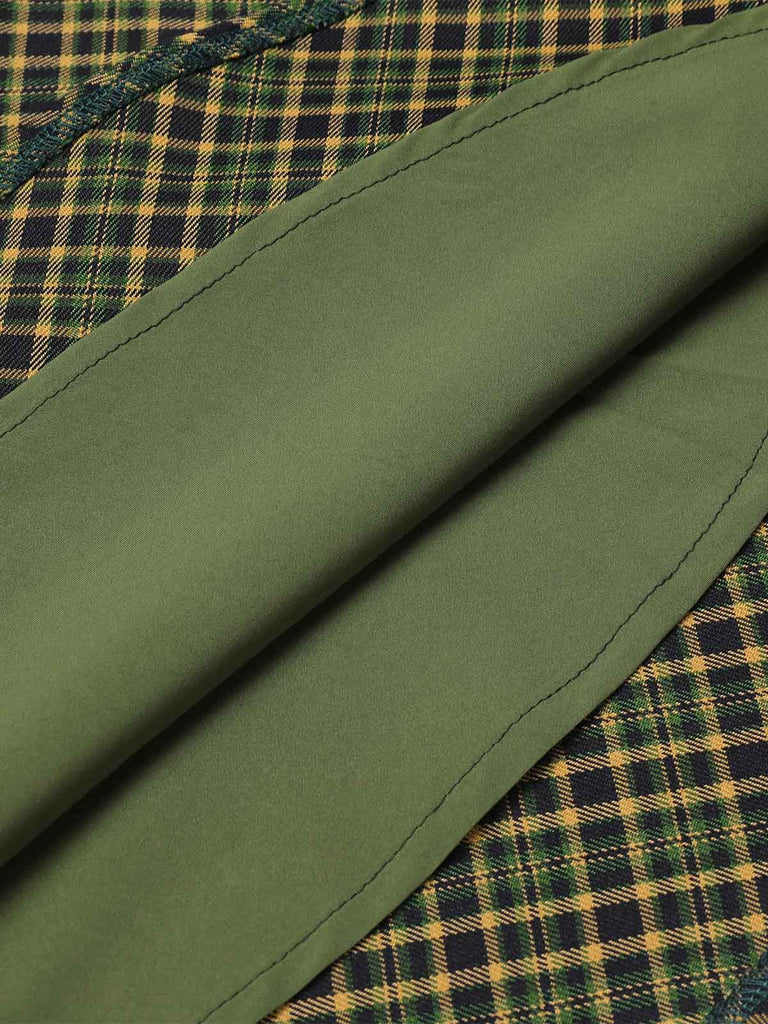 [Übergröße] Dunkelgrün 1950er Kariertes Strick Kleid
