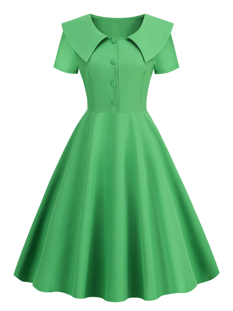 1950er Solide Revers Swing Kleid
