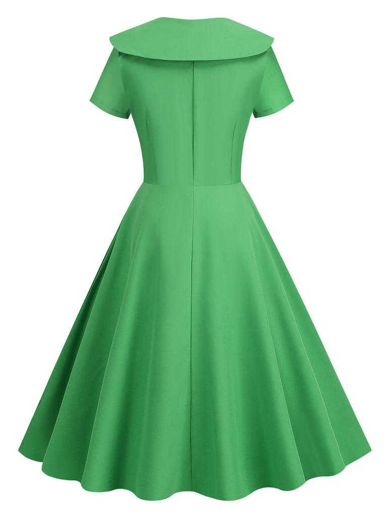 1950er Solide Revers Swing Kleid