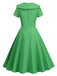 1950er Solide Revers Swing Kleid