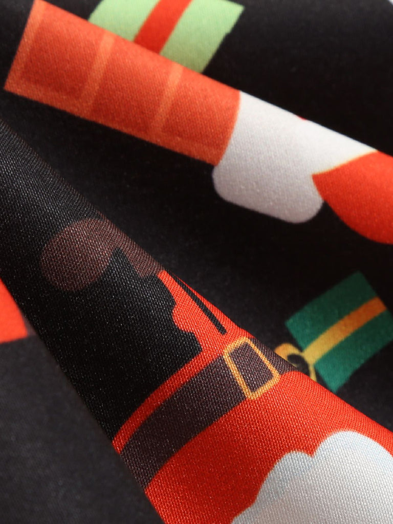 1950er Weihnachten V-Ausschnitt Santa Claus Kleid